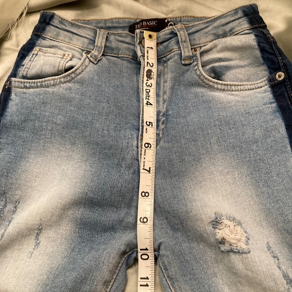 Zeo Basic Premium Tuxedo Stripe Skinny Distressed Hi Wst Jeans 26 Fit Lk 25 EUC - Picture 14 of 16